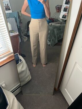 Wilfred High-Rise Straight-Leg Linen Blend Pants - Beige